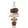Ammolite Citrine and Fresh Water Pearl Silver Pendant