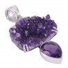Druzy Amethyst and Amethyst  Feceted Gemstone Silver Ring Unique Piece of Jewelry