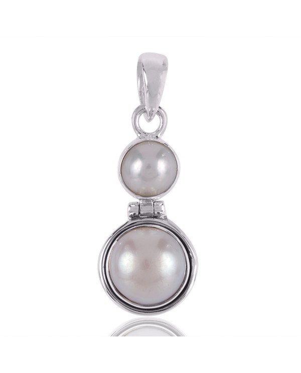 Whte Pearl Dangling Silver Pendant Locket