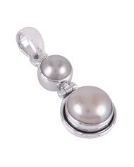 Whte Pearl Dangling Silver Pendant Locket