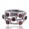 Garnet Gemstone Hammered Handmade 925 Solid Sterling Silver Ring