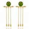 Green Hydro Long Dangle Earring Gold Plated Fashion Jewellery
