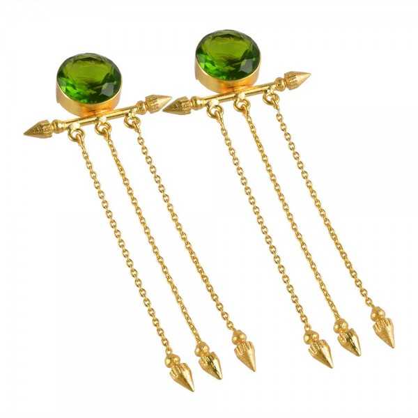 Green Hydro Long Dangle Earring Gold Plated Fashion Jewellery