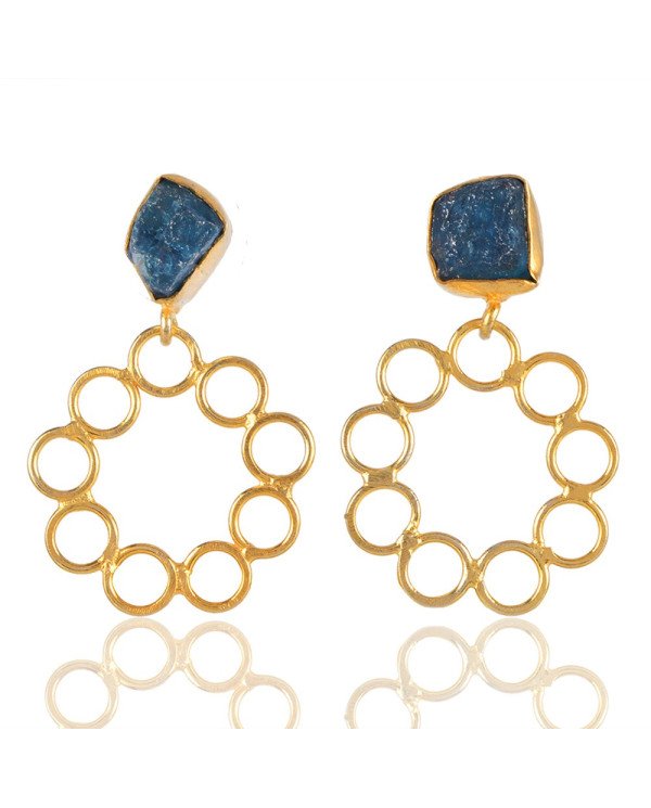 Rough Apatite Filigree Style Fashion Earring for Girls