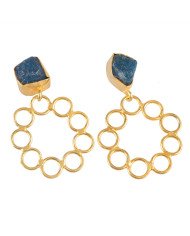 Rough Apatite Filigree Style Fashion Earring for Girls