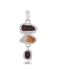 Rutilated Quartz Rutile and Ammolite Silver Dangle Pendant
