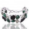 Malachite Tektite and Green Amethyst Silver Bracelet in Wholesale Price