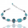 Kingman Turquoise Blue Copper and Arizona Turquoise Silver Bracelet