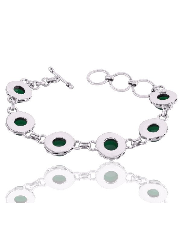 Green Onyx and 925 Silver Designer Gemstone Bracelet Green Stone Bracelet