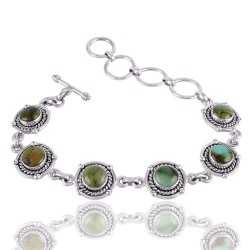 Natural Turquoise Solid Sterling Silver Bracelet