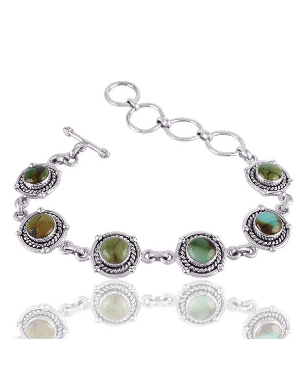 Natural Turquoise Solid Sterling Silver Bracelet