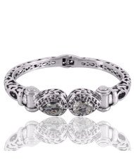 Green Amethyst AKA Prasiolite Designer Openable Silver Bangle Bracelet