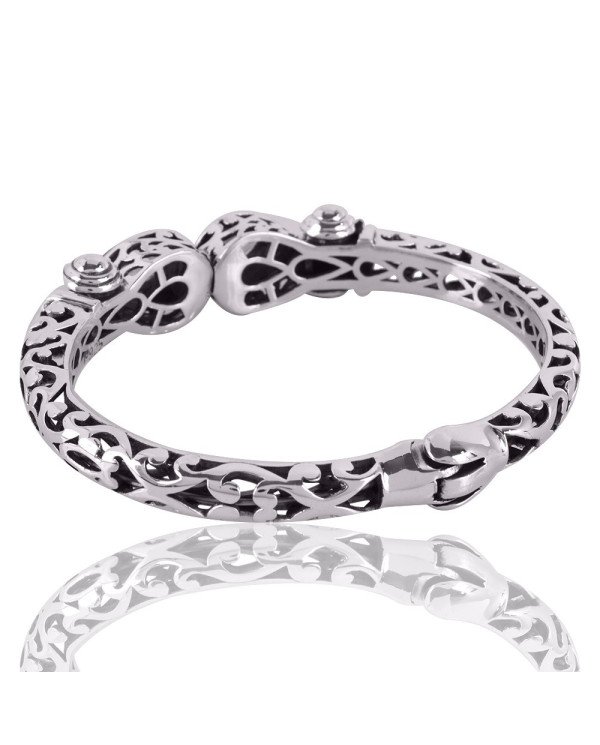 Green Amethyst AKA Prasiolite Designer Openable Silver Bangle Bracelet