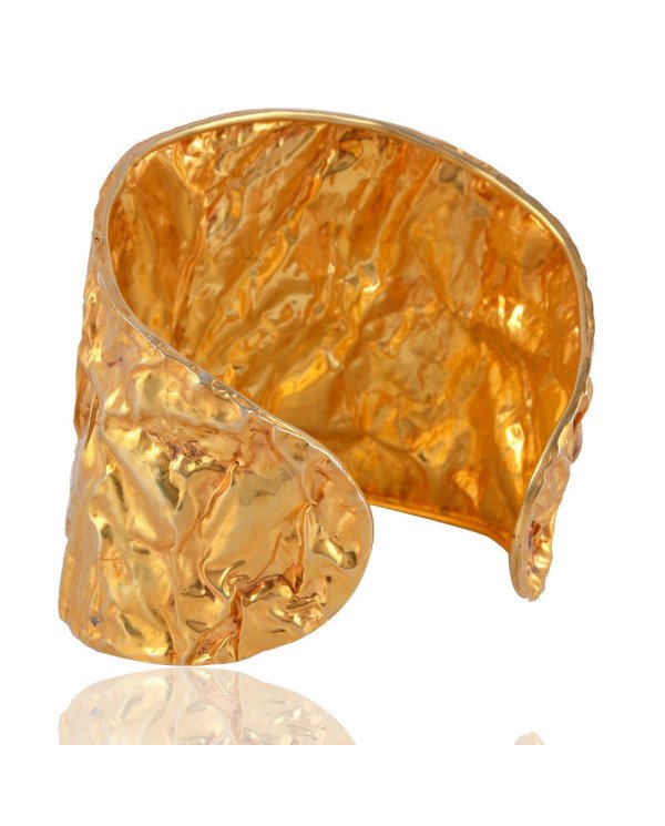 18K Gold Plated Sterling Silver Hand Hammered Foil Cuff Bracelet