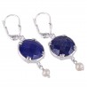 Lapis Lazuli and Pearl Dangle Drop Silver Earring Designer Earring for Girls and Womens