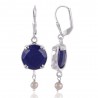 Lapis Lazuli and Pearl Dangle Drop Silver Earring Designer Earring for Girls and Womens