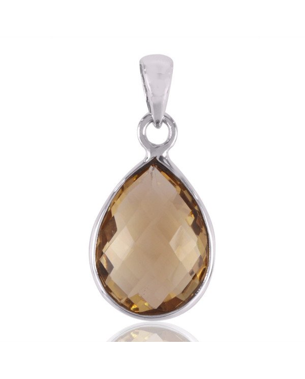 Citrine Bezel 925 Sterling Silver Gemstone Pendant by Jewels Artisan
