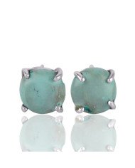 Tibetan Turquoise Gemstone Prong Set Silver Studs | Jewels Artisan.