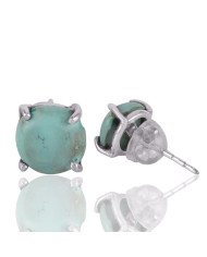 Tibetan Turquoise Gemstone Prong Set Silver Studs | Jewels Artisan.