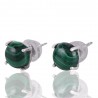 Malachite and Silver Green Stone Stud Earrings