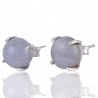 Blue Lace Agate and 925 Silver Gemstone Stud Earring