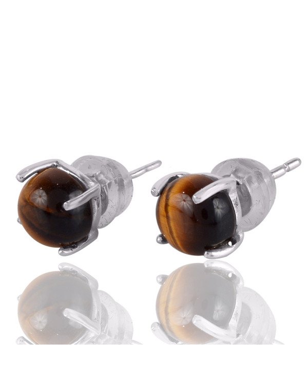 925 Silver and Tiger Eye Gemstone Studs Earrings