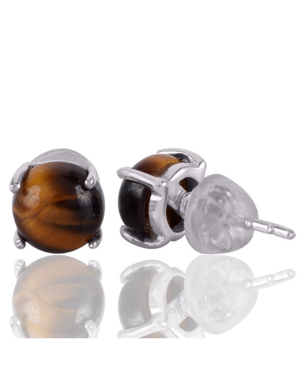 925 Silver and Tiger Eye Gemstone Studs Earrings