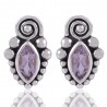 Amethyst and 925 Silver Small Stud for Girls Earring