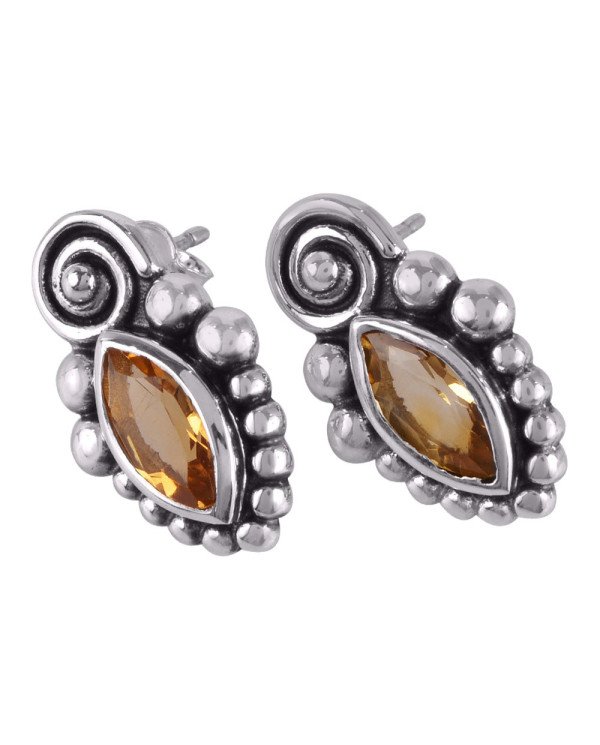 Citrine and Silver Stud for Teen Girls Designer Earring