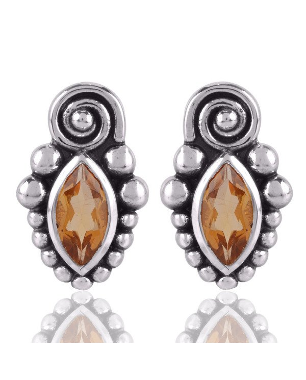 Citrine and Silver Stud for Teen Girls Designer Earring