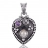 Pearl and Amethyst Sterling Silver Heart Shape Love Pendant Necklace