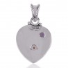 Pearl and Amethyst Sterling Silver Heart Shape Love Pendant Necklace