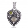 Peridot and Prehnite Solid Silver Heart Love Pendant Necklace