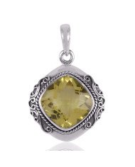 Lemon Quartz Sterling Silver Gemstone Pendant Necklace