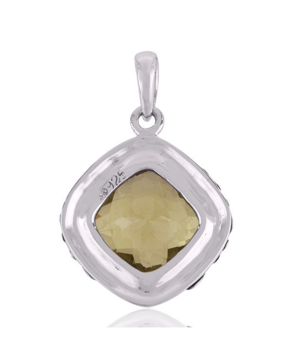 Lemon Quartz Sterling Silver Gemstone Pendant Necklace