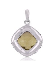 Lemon Quartz Sterling Silver Gemstone Pendant Necklace