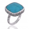 Arizona Turquoise Gemstone Textured Solid Silver Ring