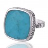 Arizona Turquoise Gemstone Textured Solid Silver Ring