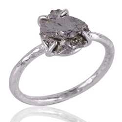 Natural Meteorite Rough Gemstone Sterling Silver Ring | Jewels Artisan