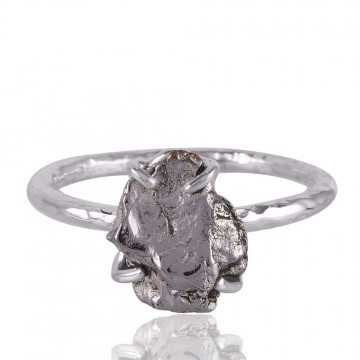 Natural Meteorite Rough Gemstone Sterling Silver Ring | Jewels Artisan