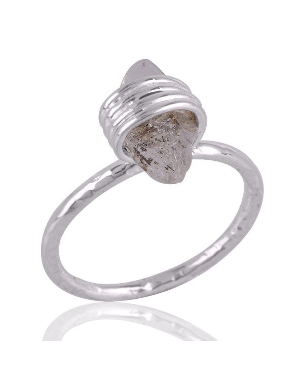Herkimer Diamond Ring Sterling Silver Wire Rape Ring