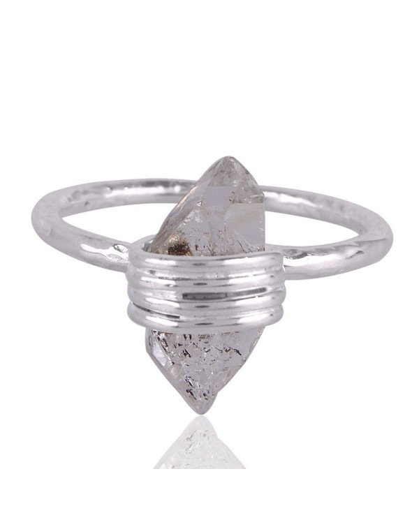 Herkimer Diamond Ring Sterling Silver Wire Rape Ring