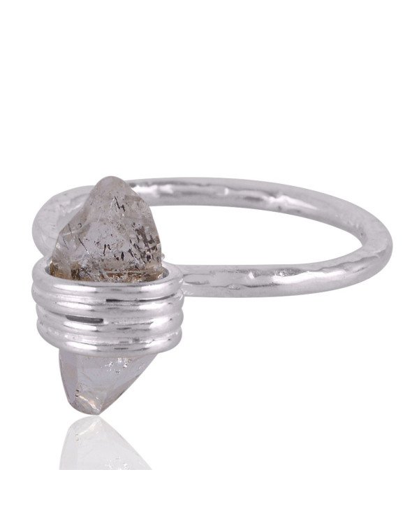 Herkimer Diamond Ring Sterling Silver Wire Rape Ring