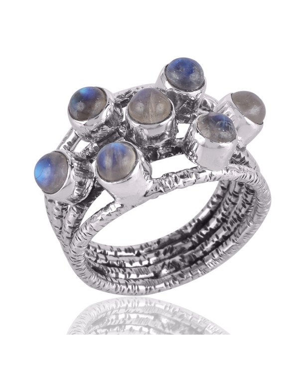 Rainbow Moonstone Ring Sterling Silver Designer Ring
