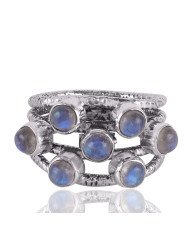 Rainbow Moonstone Ring Sterling Silver Designer Ring