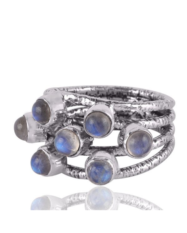 Rainbow Moonstone Ring Sterling Silver Designer Ring