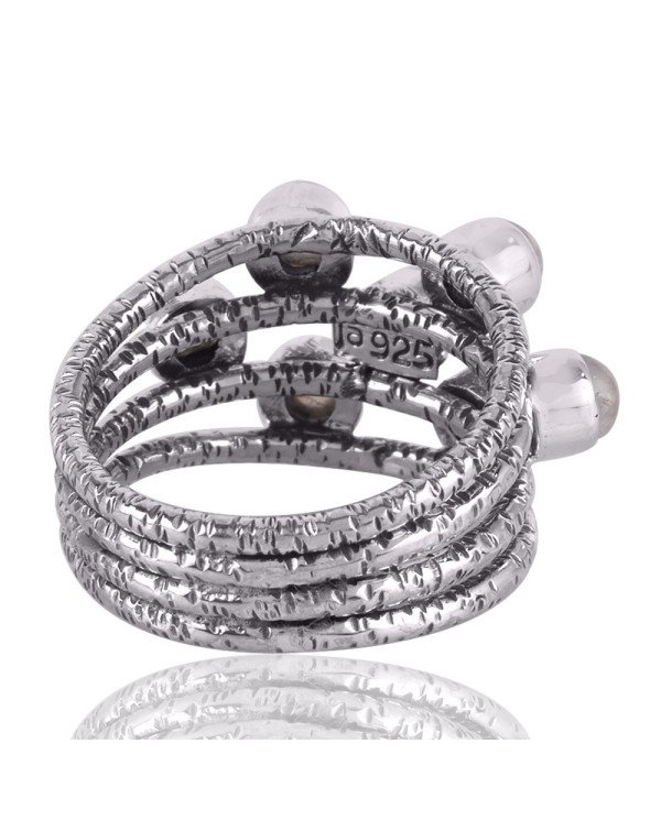 Rainbow Moonstone Ring Sterling Silver Designer Ring