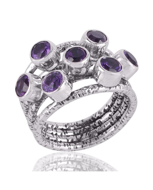 Assorted Amethyst Ring Sterling Silver Designer Ring