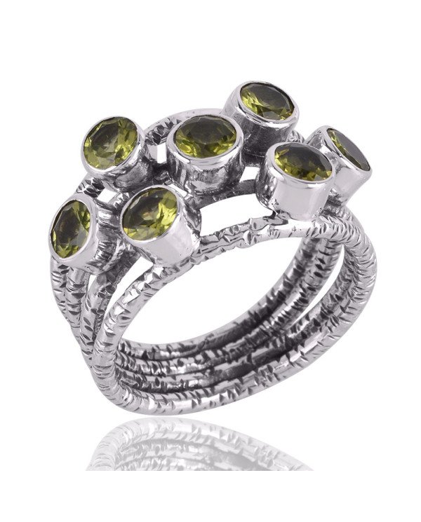 Genuine Gemstone Peridot Ring Sterling Silver Designer Ring