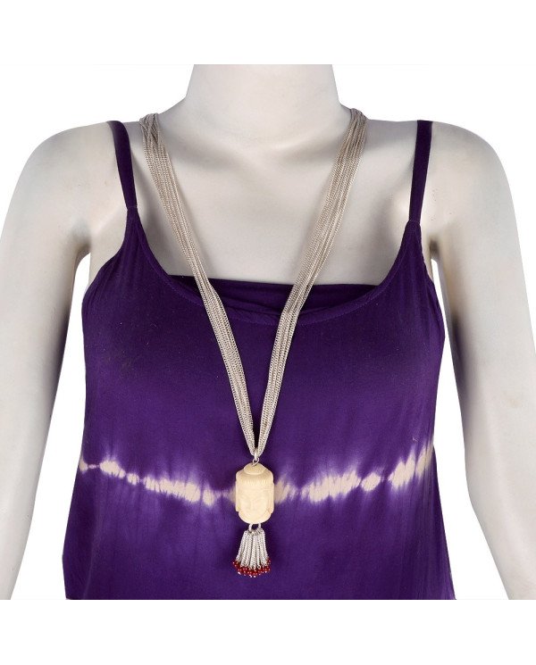 Brass Metal Buddha Face Carved Necklace | Jewels Artisan.